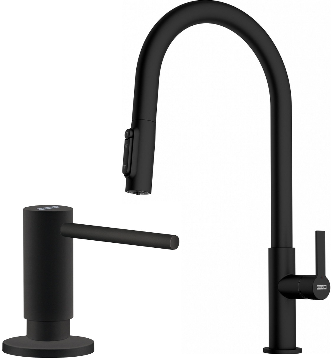 Súprava kuchynská batéria Franke Maris Slim Clear Water J Pull-Out 120.0730.911, dávkovač tekutín Franke Active SM 119.0547.906