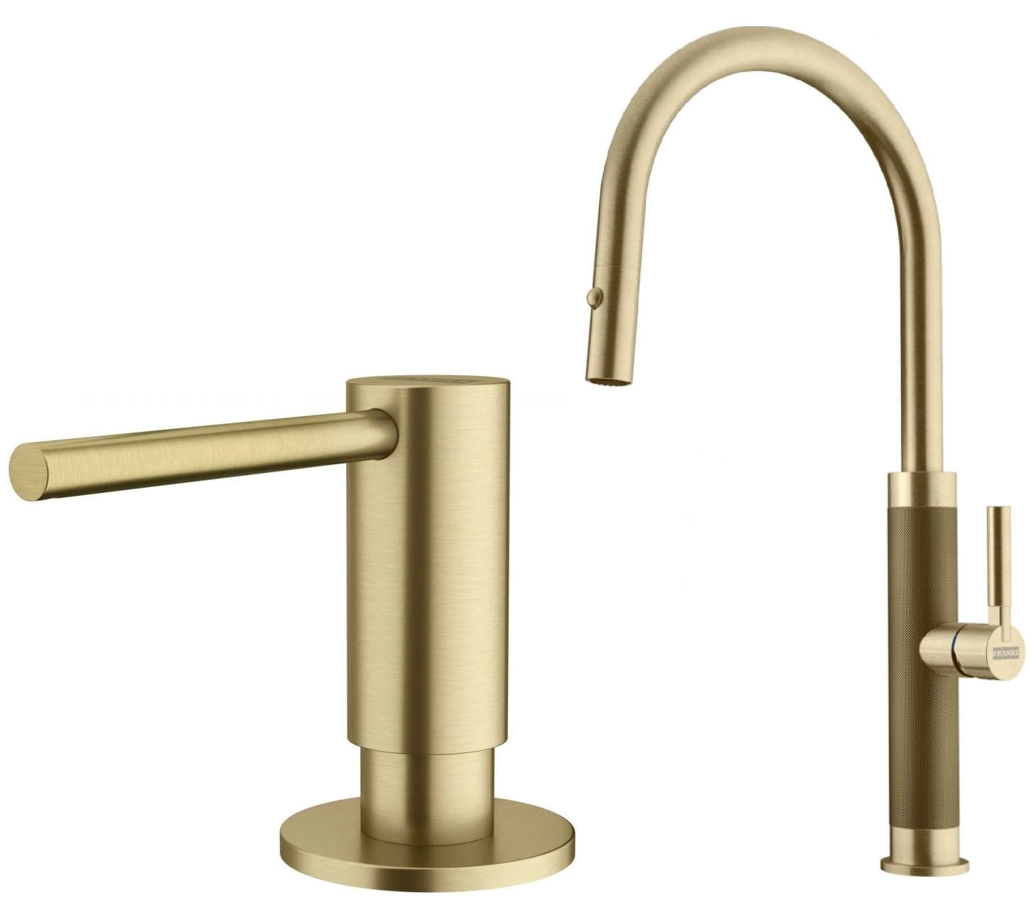 Súprava kuchynská batéria Franke Mythos Masterpiece Pull-Out Spray 115.0711.558, dávkovač tekutín Franke Atlas 112.0717.105