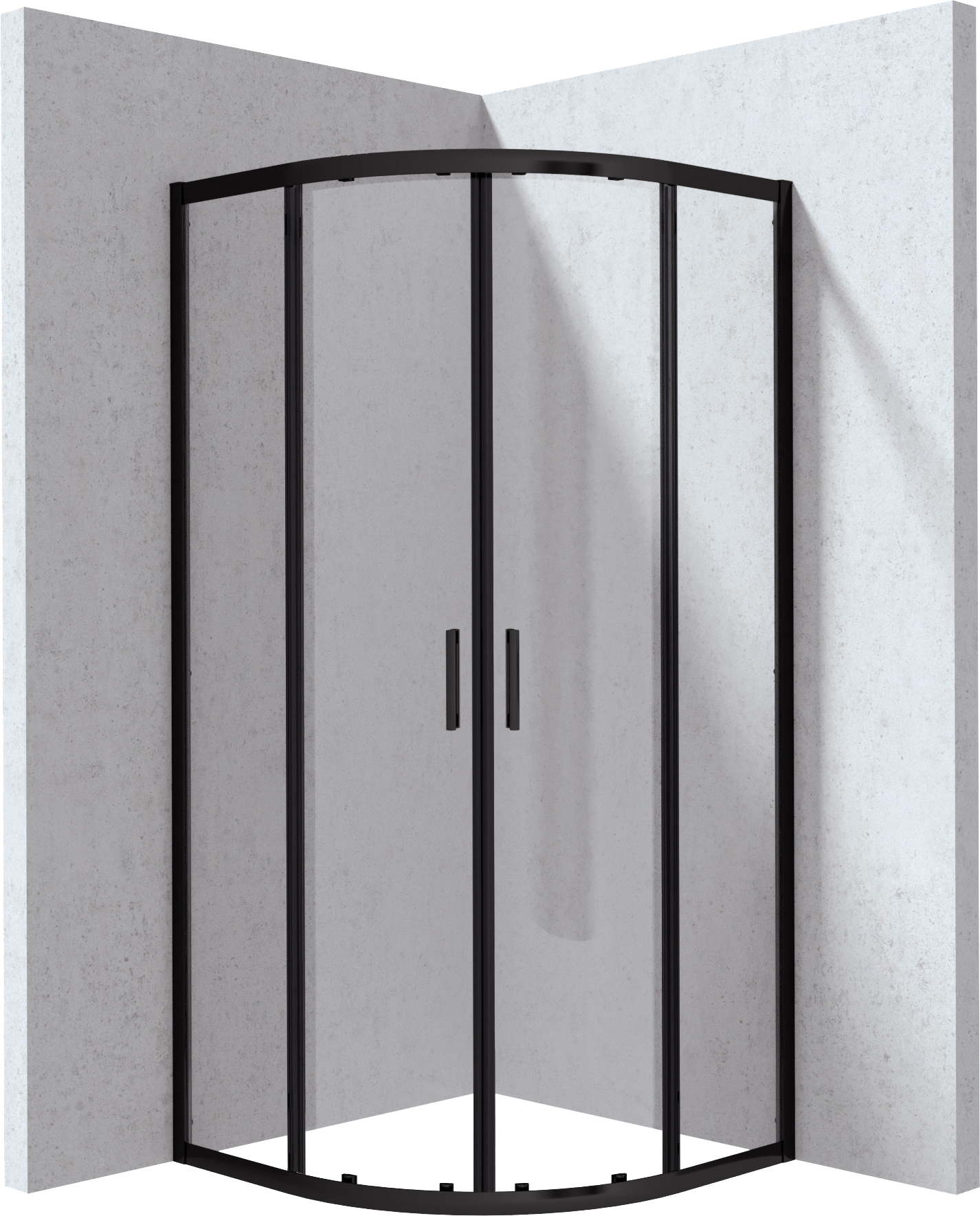 Deante Funkia Evo sprchovací kút 90x90 cm polkruhová čierna matné/priehľadné sklo KYP_N099P