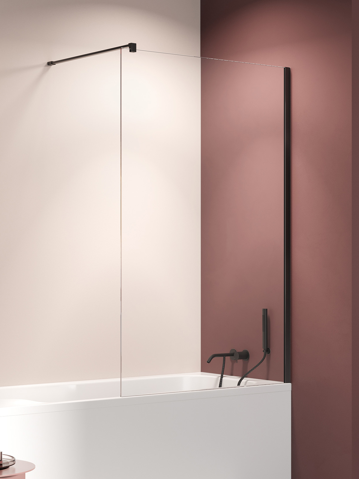 New Trendy Nesta Black vaňová zástena 80 cm jednodielny čierna matné/číre sklo P-0200-WP