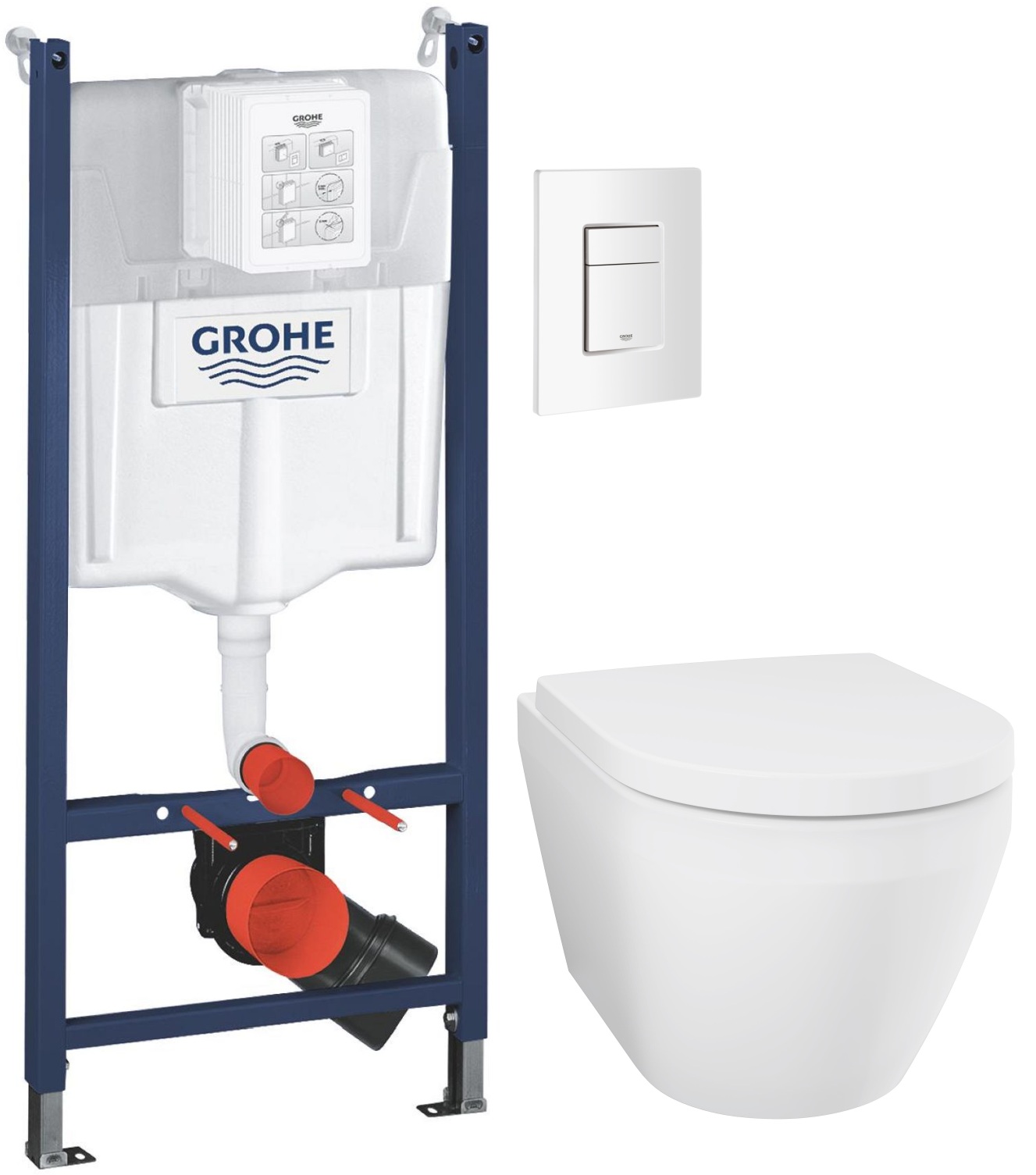 Súprava WC misa s pomaly sa sklápajúcim sedadlom Grohe Euro Ceramic 102510SH00, podomietková konštrukcia Grohe Solido 38971000, 38732SH0