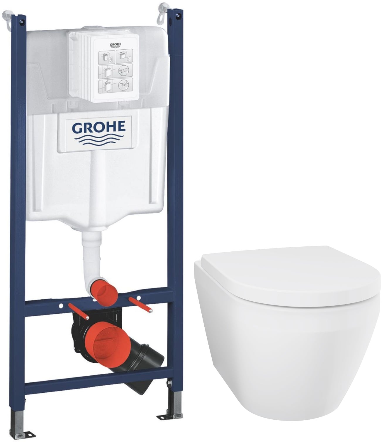Súprava WC misa s pomaly sa sklápajúcim sedadlom Grohe Euro Ceramic 102510SH00, podomietková konštrukcia Grohe Solido 38971000