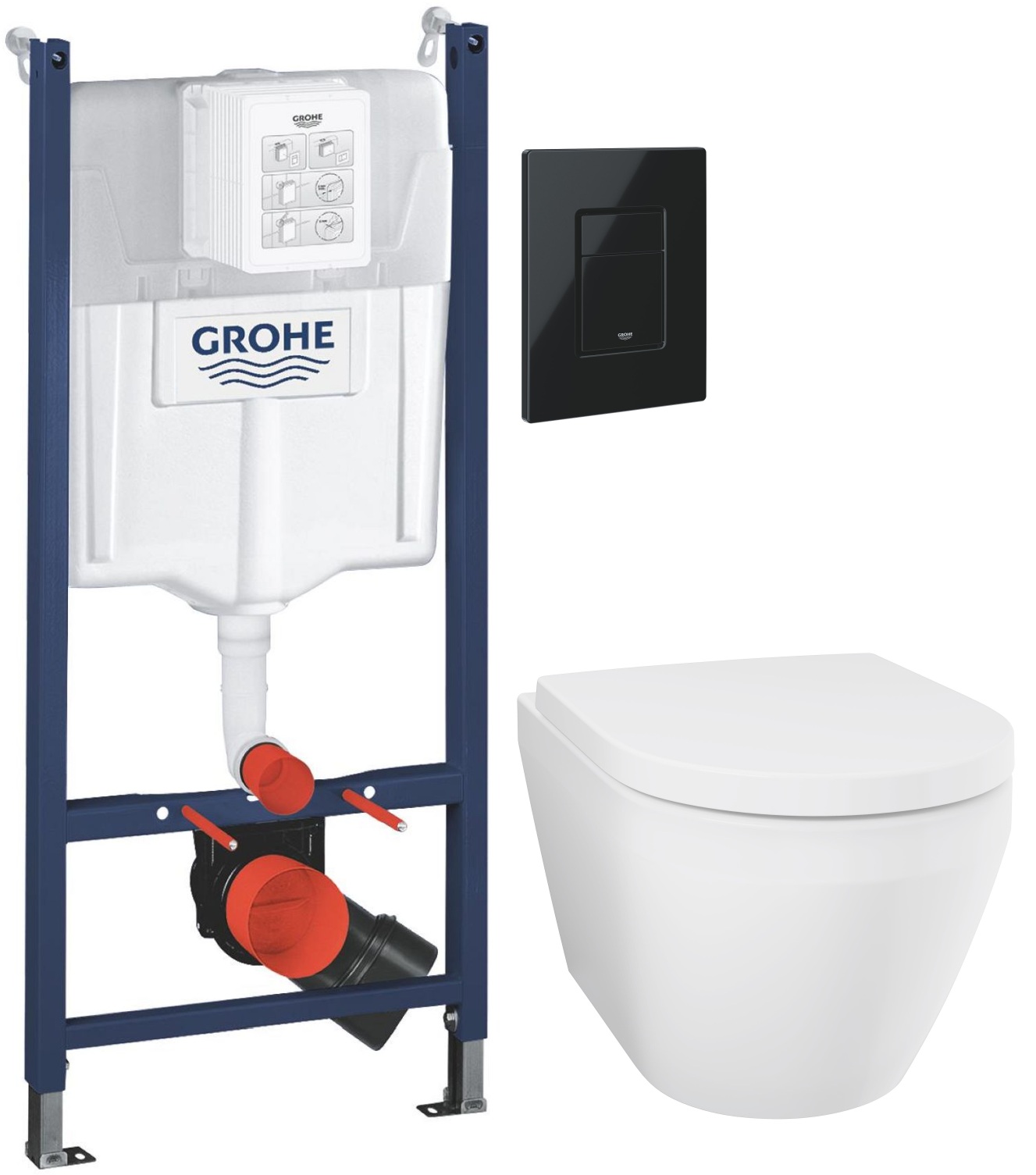 Súprava WC misa s pomaly sa sklápajúcim sedadlom Grohe Euro Ceramic 102510SH00, podomietková konštrukcia Grohe Solido 38971000, 38966KV0