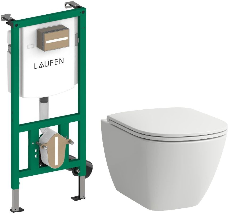 Súprava WC misa s pomaly sa sklápajúcim sedadlom Laufen Lua H8660820000001, podomietková konštrukcia Laufen Ineo H9201140000001