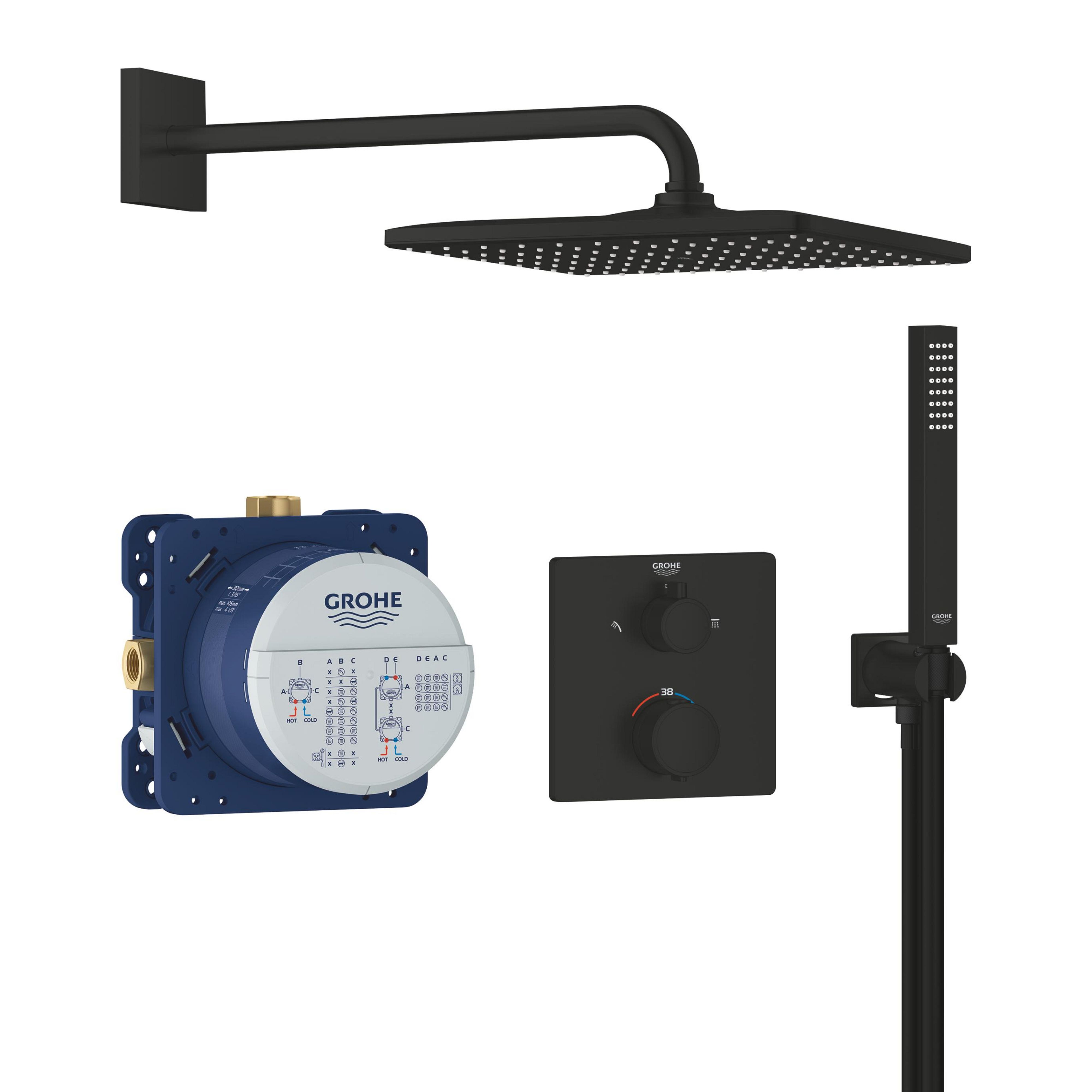 Grohe Precision súprava vaňová/sprchová podomietková s termostatom s dažďovou sprchou čierna 348812430
