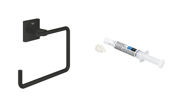 Súprava vešiak na uterák Grohe Start Cube 409752430, lepidlo Grohe QuickGlue 41127000