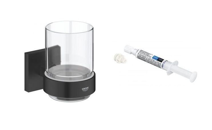 Súprava pohár na zubnú kefku Grohe Start Cube 410972430, lepidlo Grohe QuickGlue 41127000