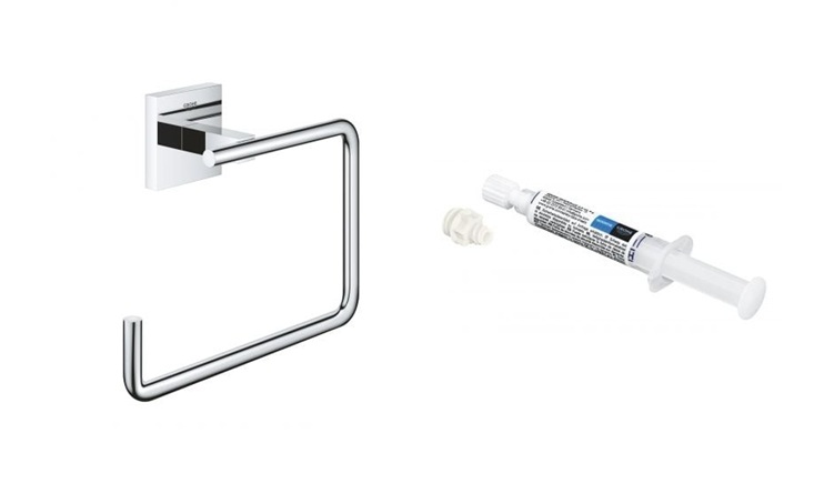 Súprava vešiak na uterák Grohe Start Cube 40975000, lepidlo Grohe QuickGlue 41127000