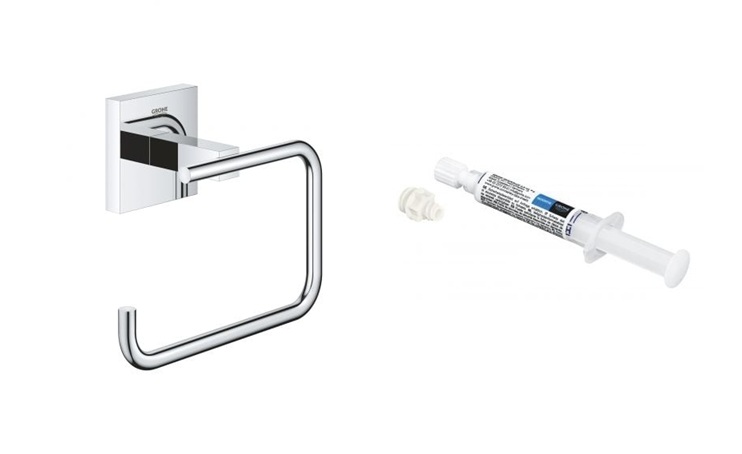 Súprava držiak na toaletný papier Grohe Start Cube 40978000, lepidlo Grohe QuickGlue 41127000
