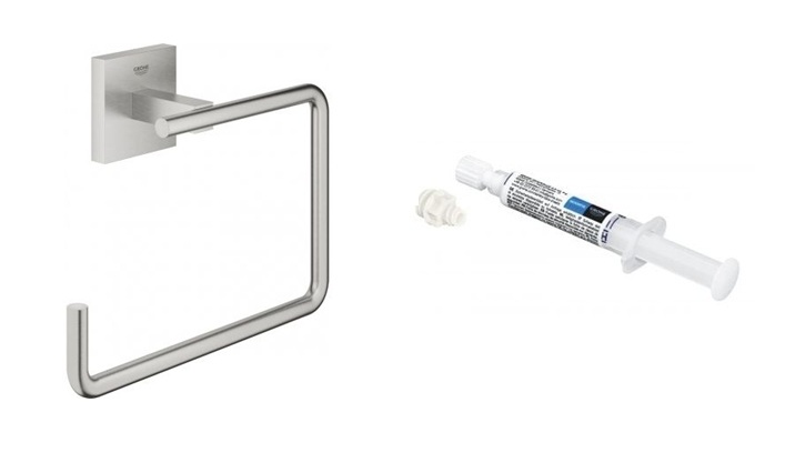 Súprava vešiak na uterák Grohe Start Cube 40975DC0, lepidlo Grohe QuickGlue 41127000