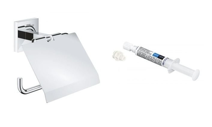 Súprava držiak na toaletný papier Grohe Start Cube 41102000, lepidlo Grohe QuickGlue 41127000