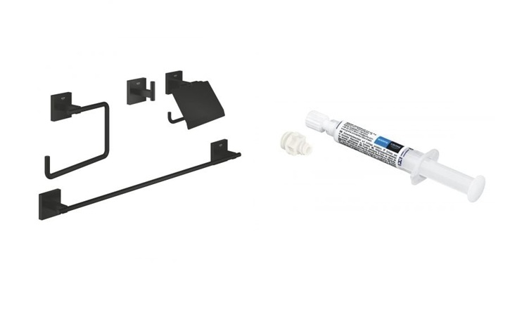 Súprava súprava príslušenstva 4v1 Grohe Start Cube 411152430, lepidlo Grohe QuickGlue 41127000