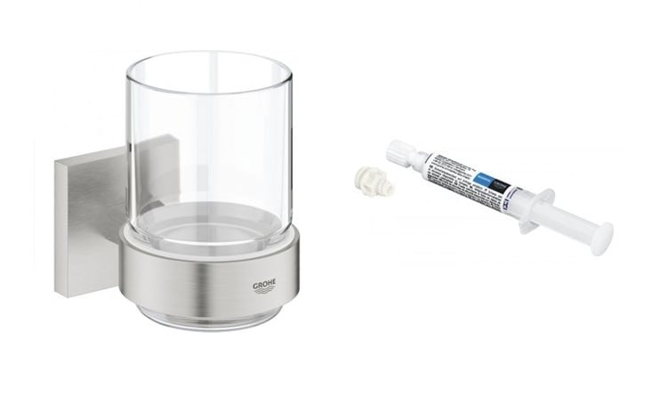 Súprava pohár na zubnú kefku Grohe Start Cube 41097DC0, lepidlo Grohe QuickGlue 41127000