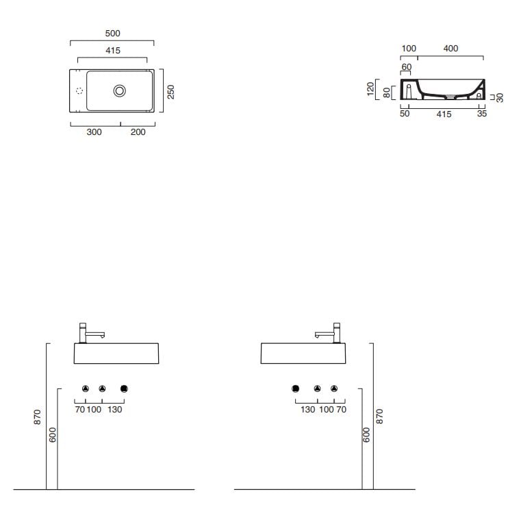 Catalano Premium umývadlo 50x25 cm obdĺžnik klasické umývadlo biela 0220521001
