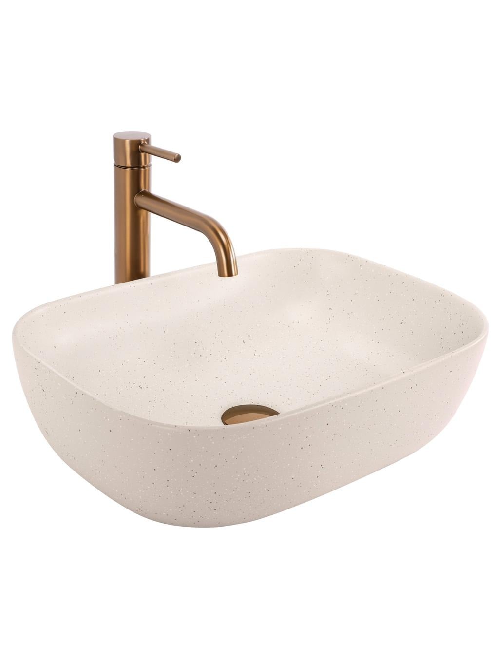 Rea Belinda umývadlo 46.5x33 cm obdĺžnik pultové umývadlo hnedá/béžová REA-U4000