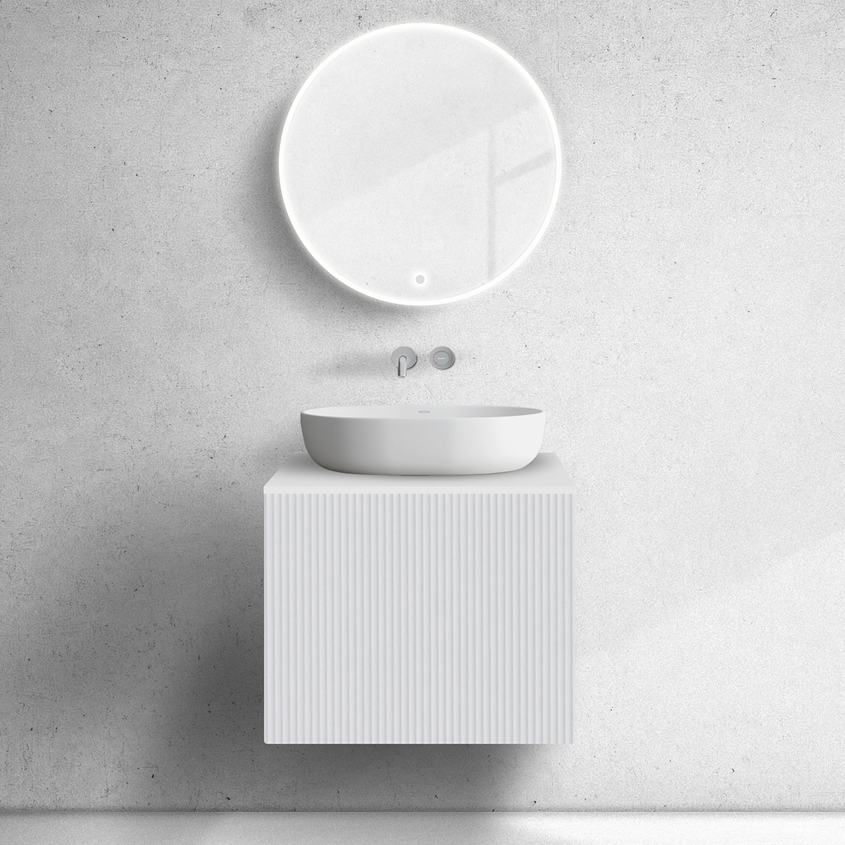 Oltens Lun skrinka 60x44.7x52 cm závesná kúpeľňová skrinka pod umývadlo biela 60027000