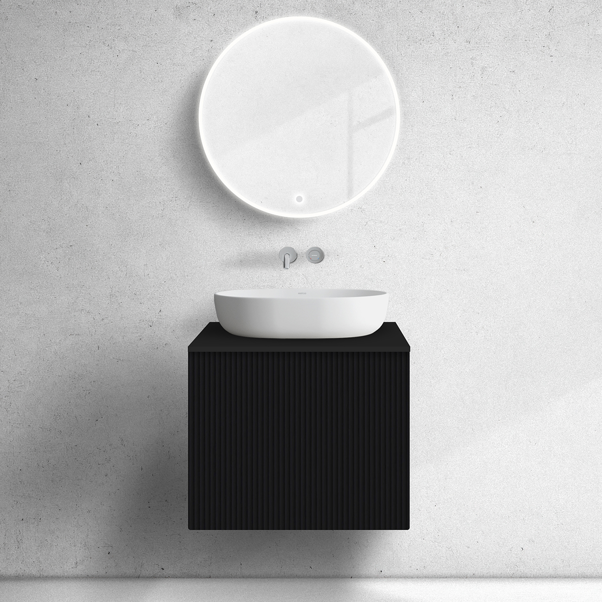 Oltens Lun skrinka 60x44.7x52 cm závesná kúpeľňová skrinka pod umývadlo čierna 60027300