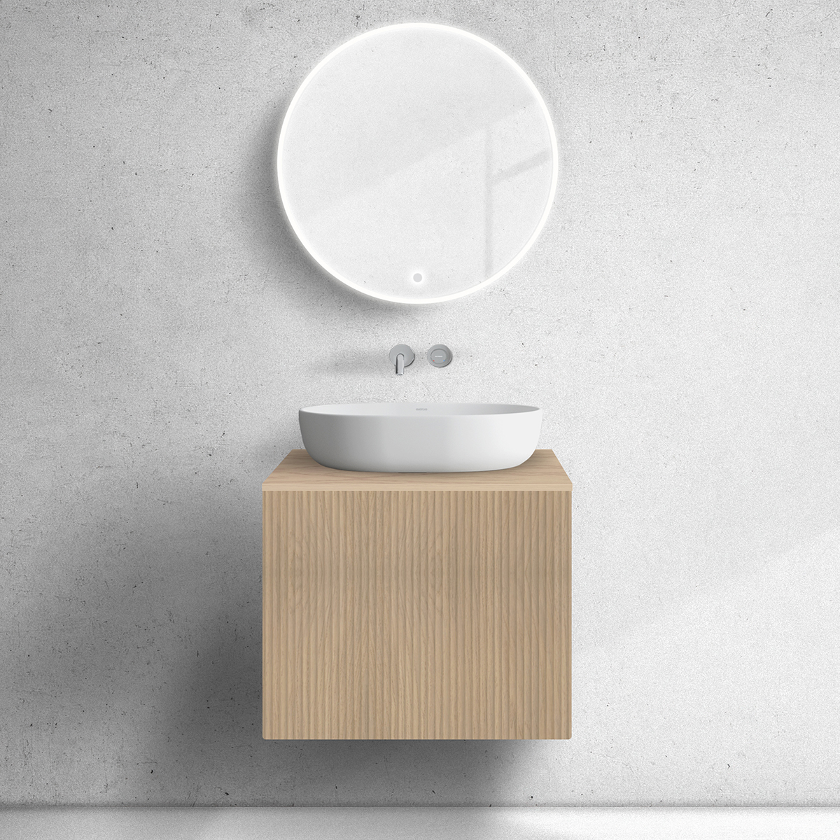 Oltens Lun skrinka 60x44.7x52 cm závesná kúpeľňová skrinka pod umývadlo dub 60027060