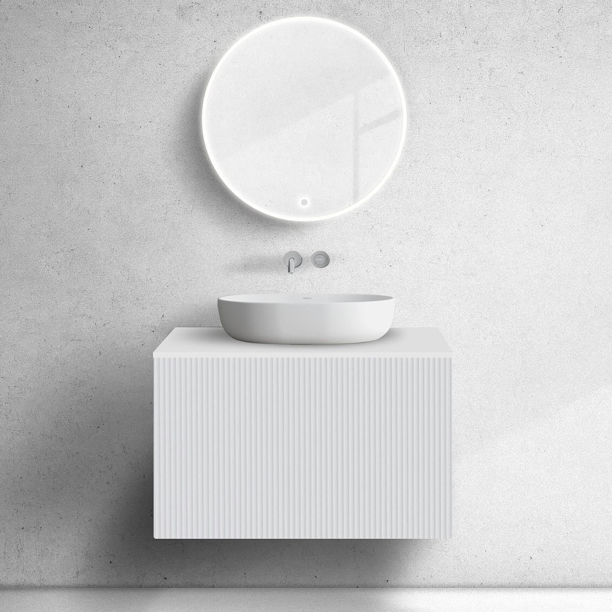 Oltens Lun skrinka 80x44.7x52 cm závesná kúpeľňová skrinka pod umývadlo biela 60028000