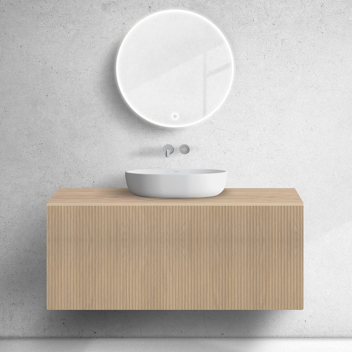 Oltens Lun skrinka 120x44.7x52 cm závesná kúpeľňová skrinka pod umývadlo dub 60030060