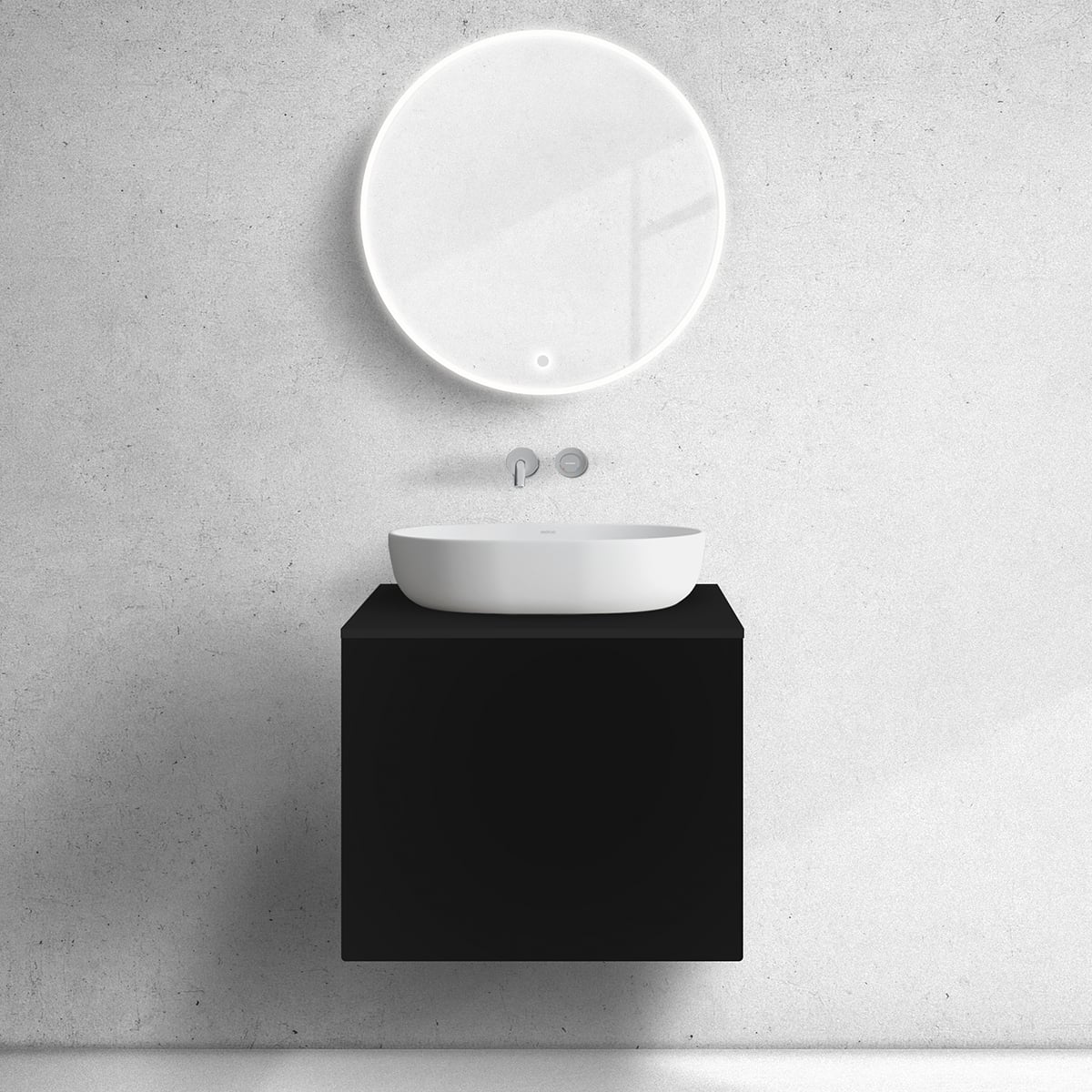 Oltens Lun skrinka 60x44.7x52 cm závesná kúpeľňová skrinka pod umývadlo čierna 60032300