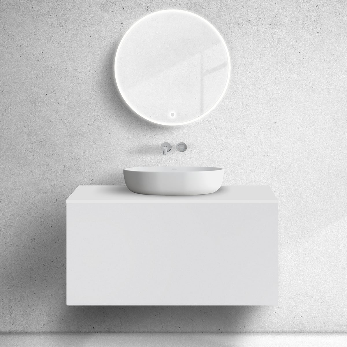 Oltens Lun skrinka 100x44.7x52 cm závesná kúpeľňová skrinka pod umývadlo biela 60034000