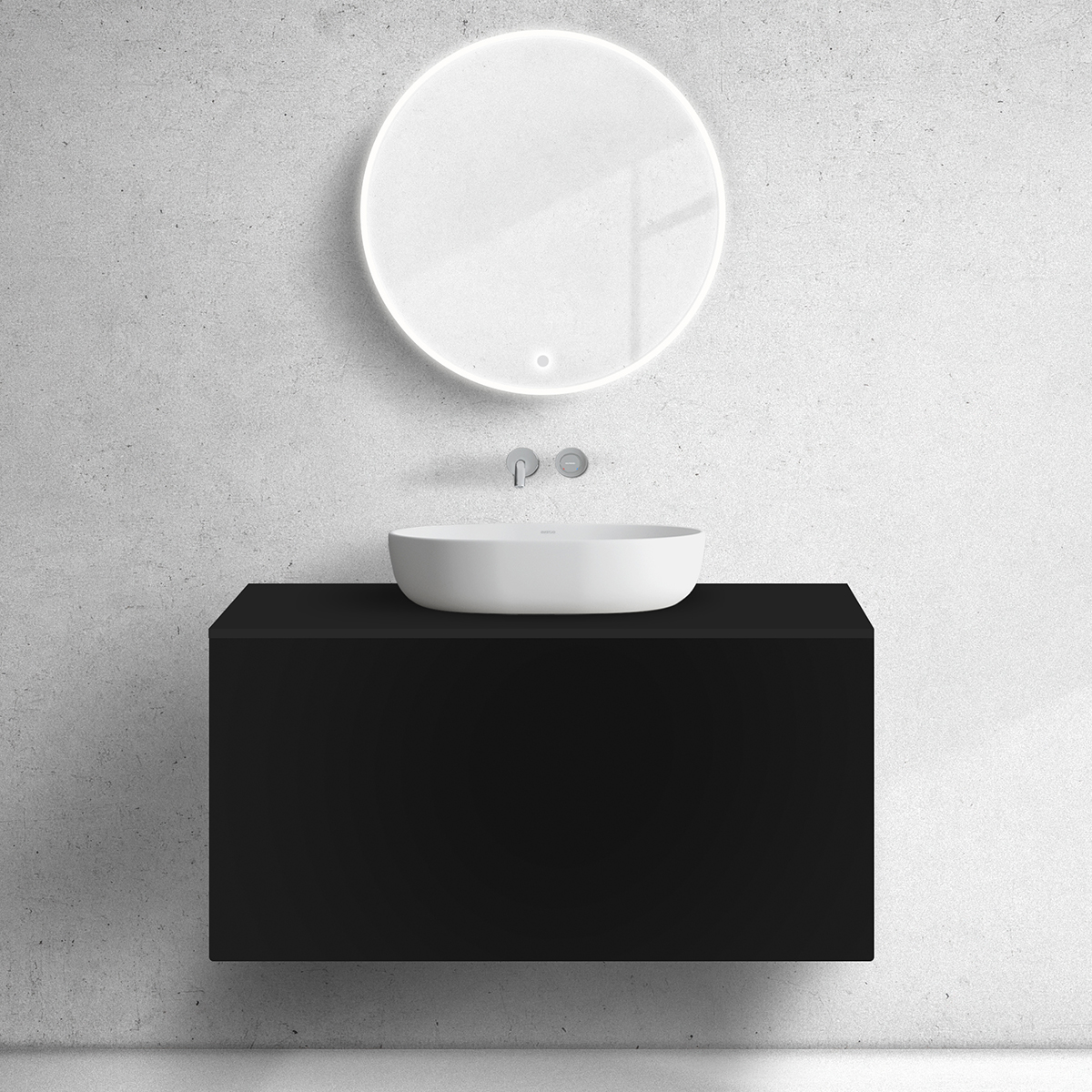 Oltens Lun skrinka 100x44.7x52 cm závesná kúpeľňová skrinka pod umývadlo čierna 60034300