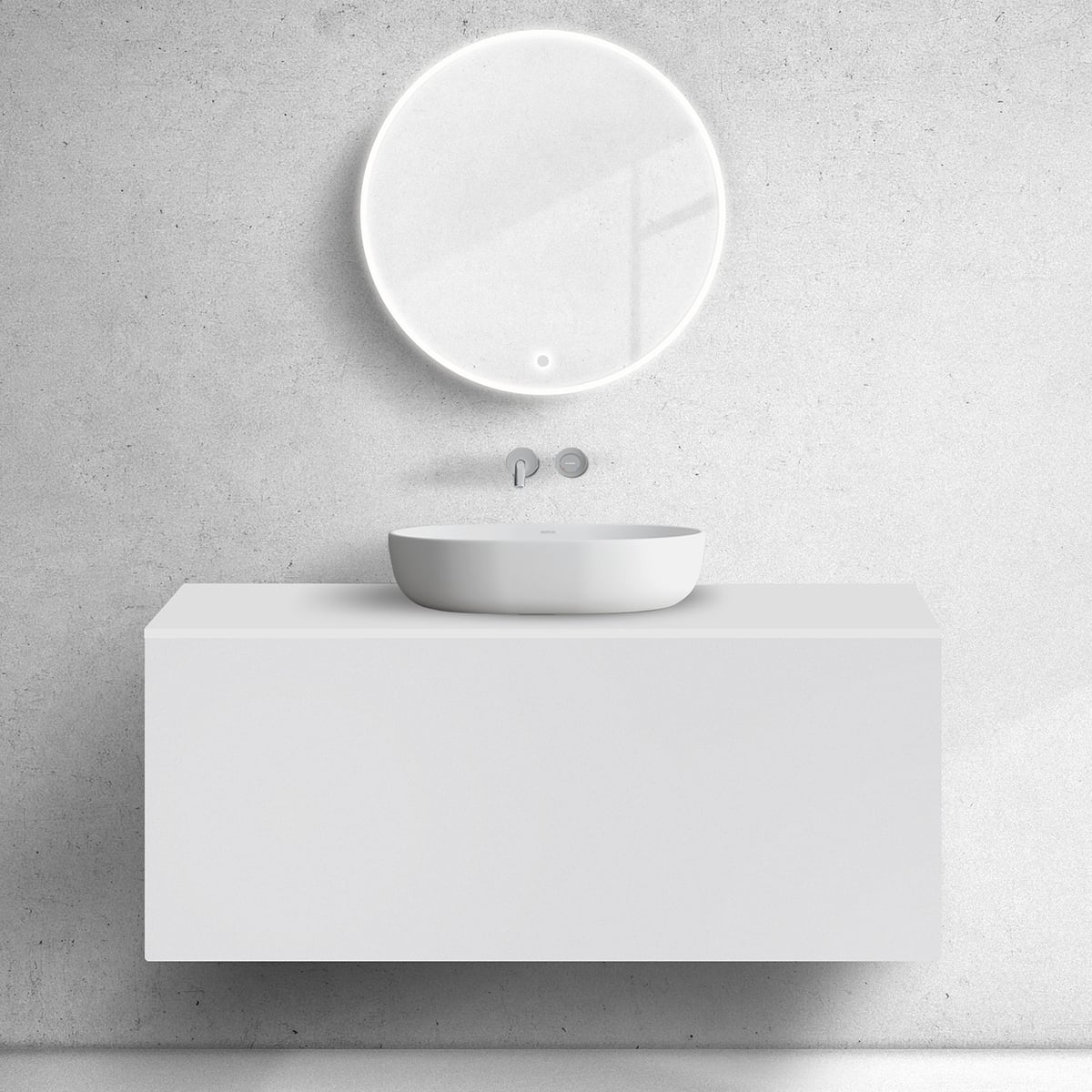 Oltens Lun skrinka 120x44.7x52 cm závesná kúpeľňová skrinka pod umývadlo biela 60035000