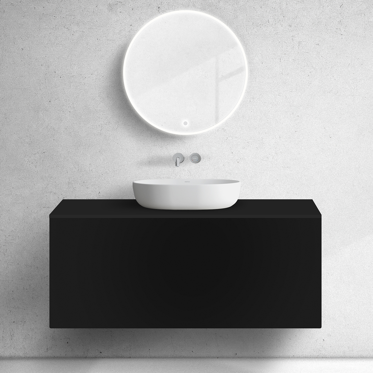 Oltens Lun skrinka 120x44.7x52 cm závesná kúpeľňová skrinka pod umývadlo čierna 60035300