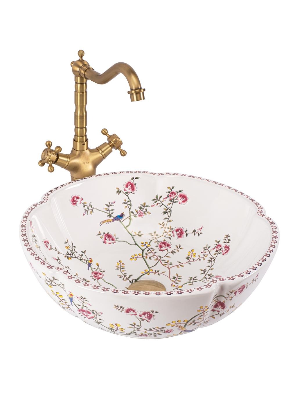 Rea Felicia umývadlo 42.5x42.5 cm okrúhly pultové umývadlo biela REA-U7504