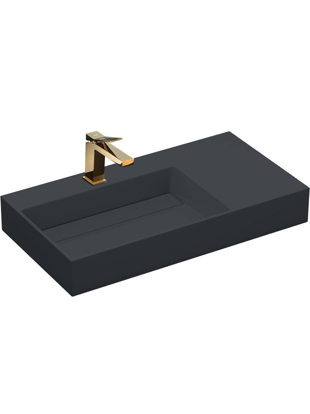 Rea Archi umývadlo 89.5x48 cm obdĺžnik pultové umývadlo sivá/kamenná REA-U4304