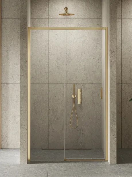 New Trendy Prime Gold Brushed sprchové dvere 150 cm posuvné zlatá brúsená/priehľadné sklo D-0794A