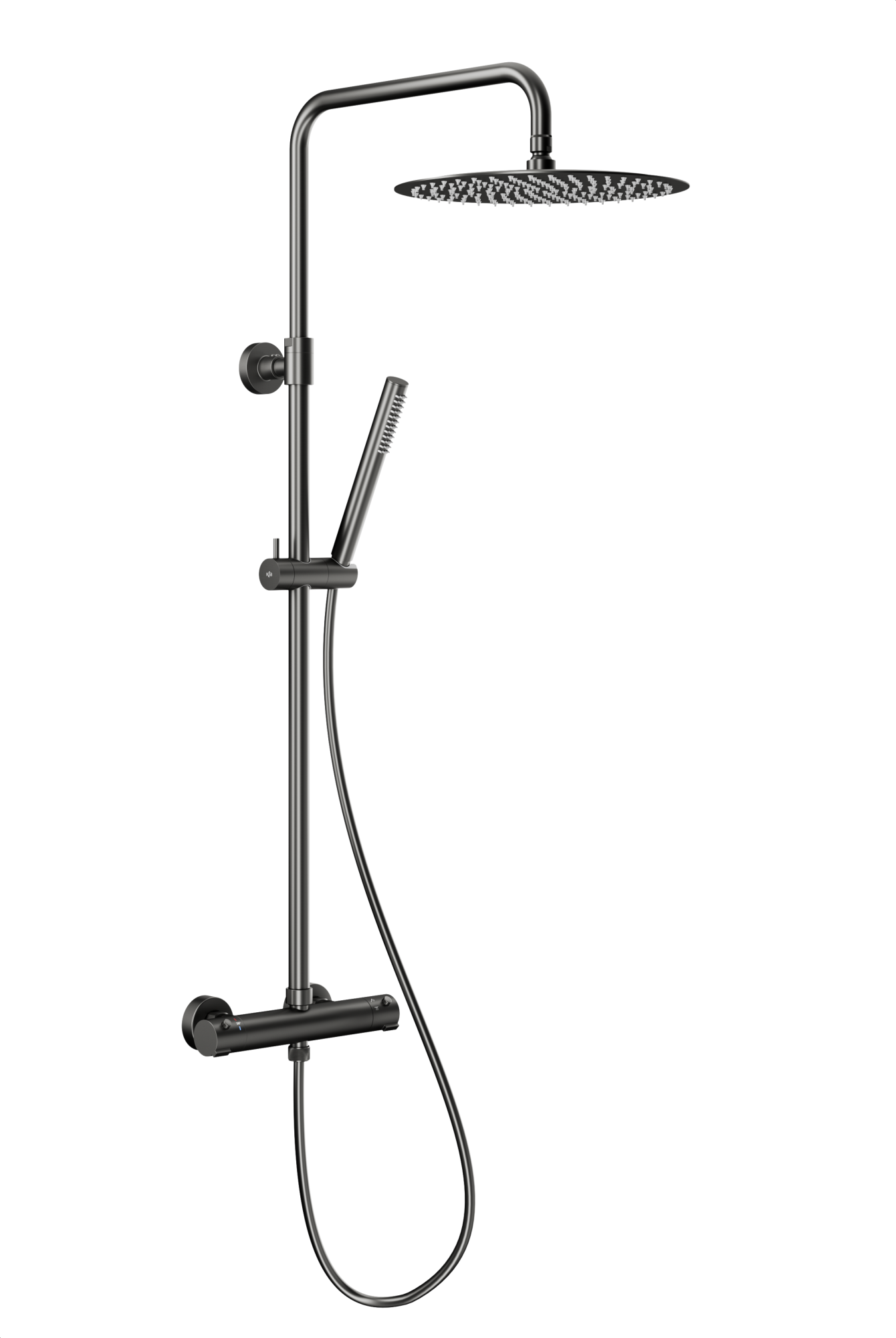 KFA Armatura Moza Gun Metal Grey sprchová súprava nástenná s termostatom s dažďovou sprchou grafitová 5736-920-61