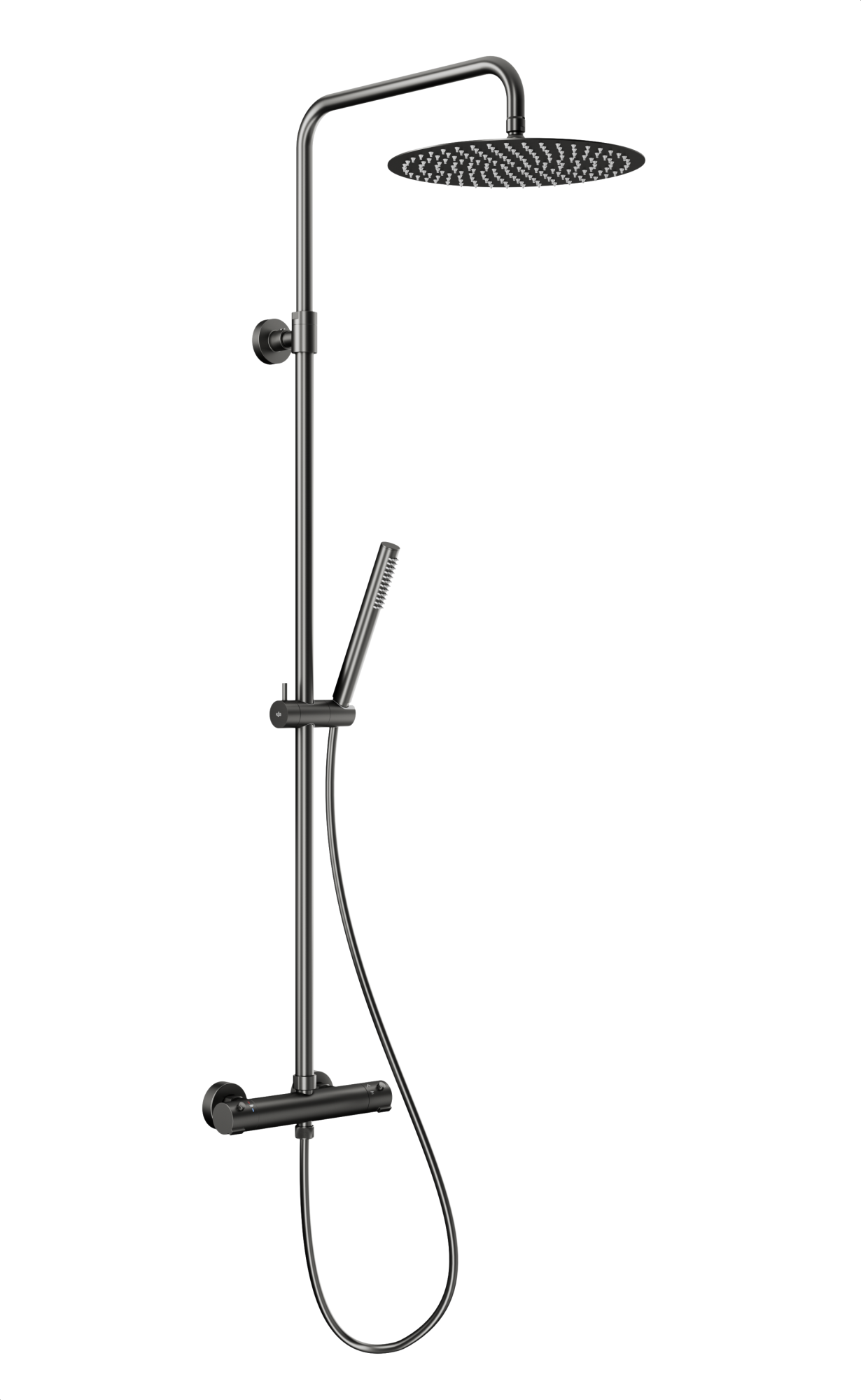 KFA Armatura Moza Gun Metal Grey sprchová súprava nástenná s termostatom s dažďovou sprchou grafitová 5736-921-61