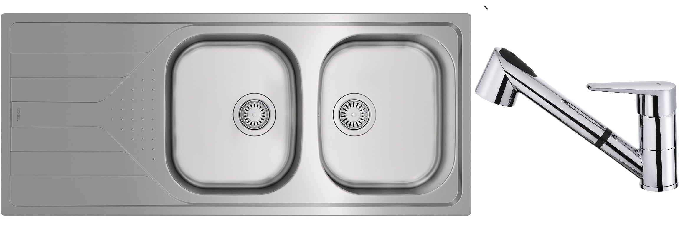 Súprava nerezový drez Teka Universe 115170006, kuchynská batéria Teka IN 469781200