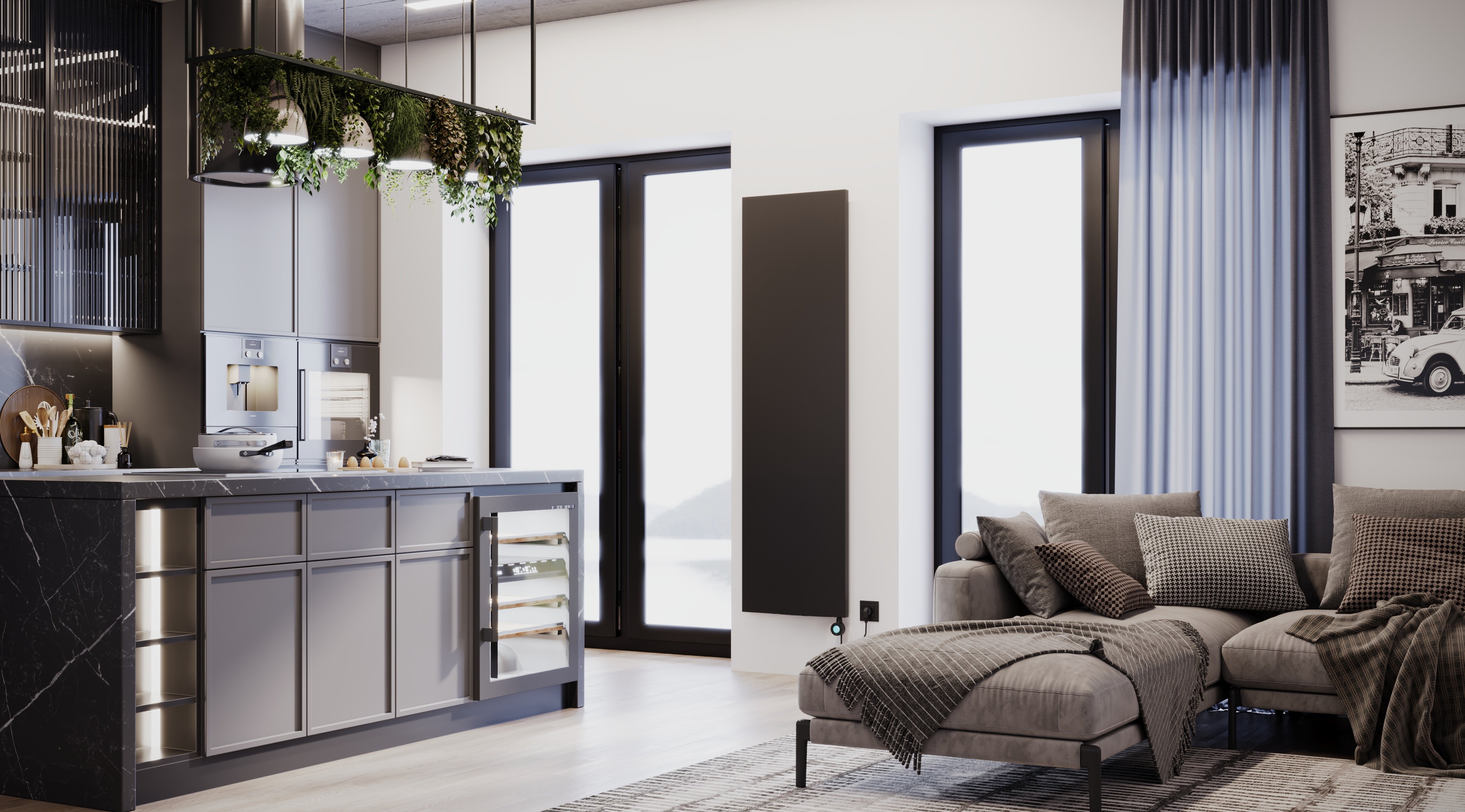 Súprava elektrický radiátor Luxrad V-line Elektro VLI18005009005MATERG, elektrický ohrievač Luxrad GLX GLX800CZ