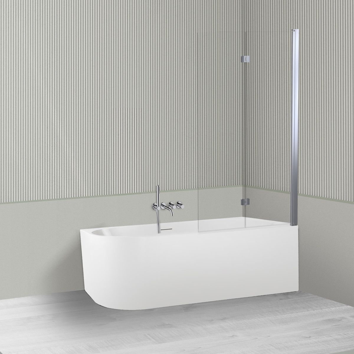 Súprava rohová vaňa Oltens Delva 11001000, vaňová zástena Oltens Sela 23202100