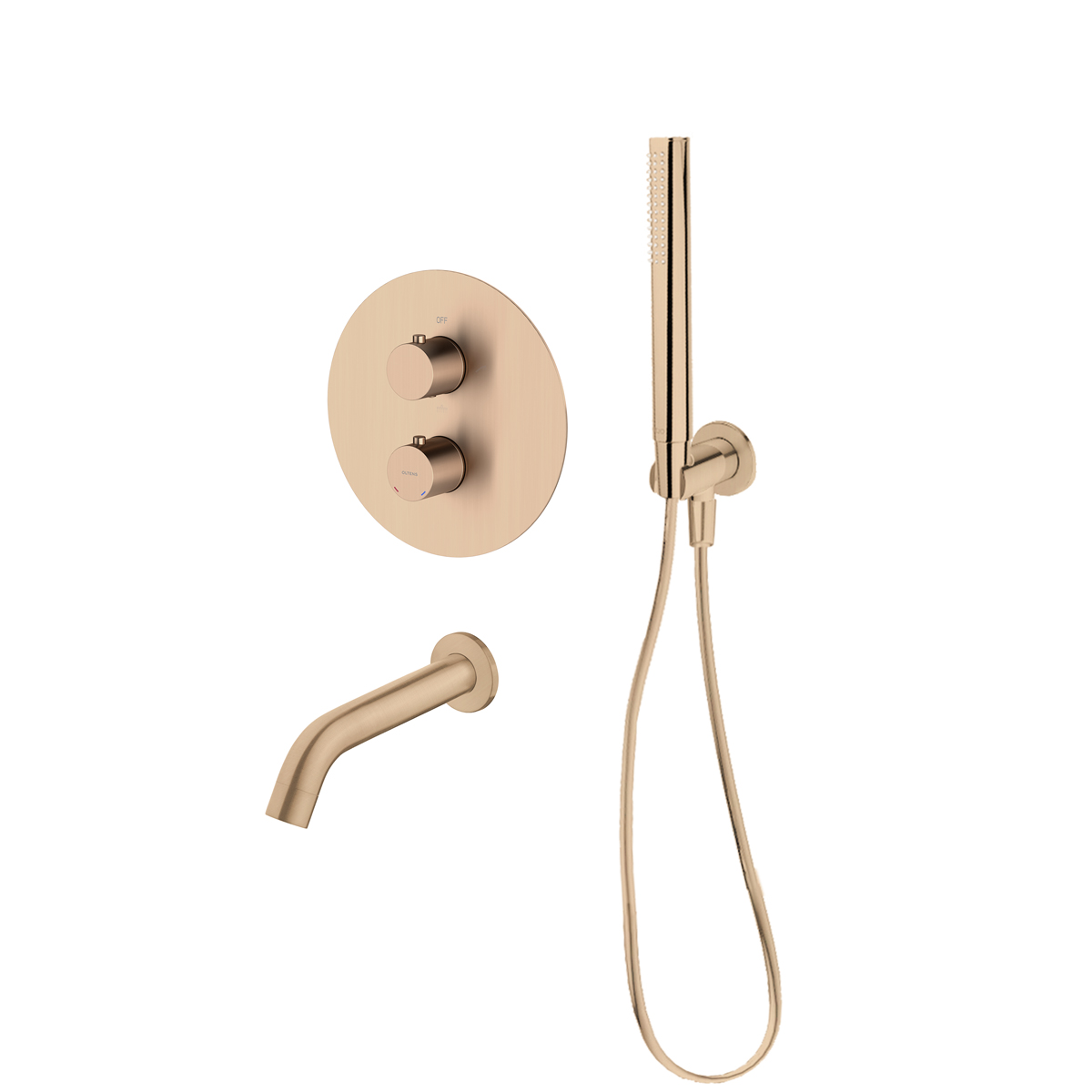 Súprava vaňová/sprchová batéria Oltens Katla 34600610, výtoková rúra batérie Oltens Molle 39100610, 39304610, 37102610, 37200610