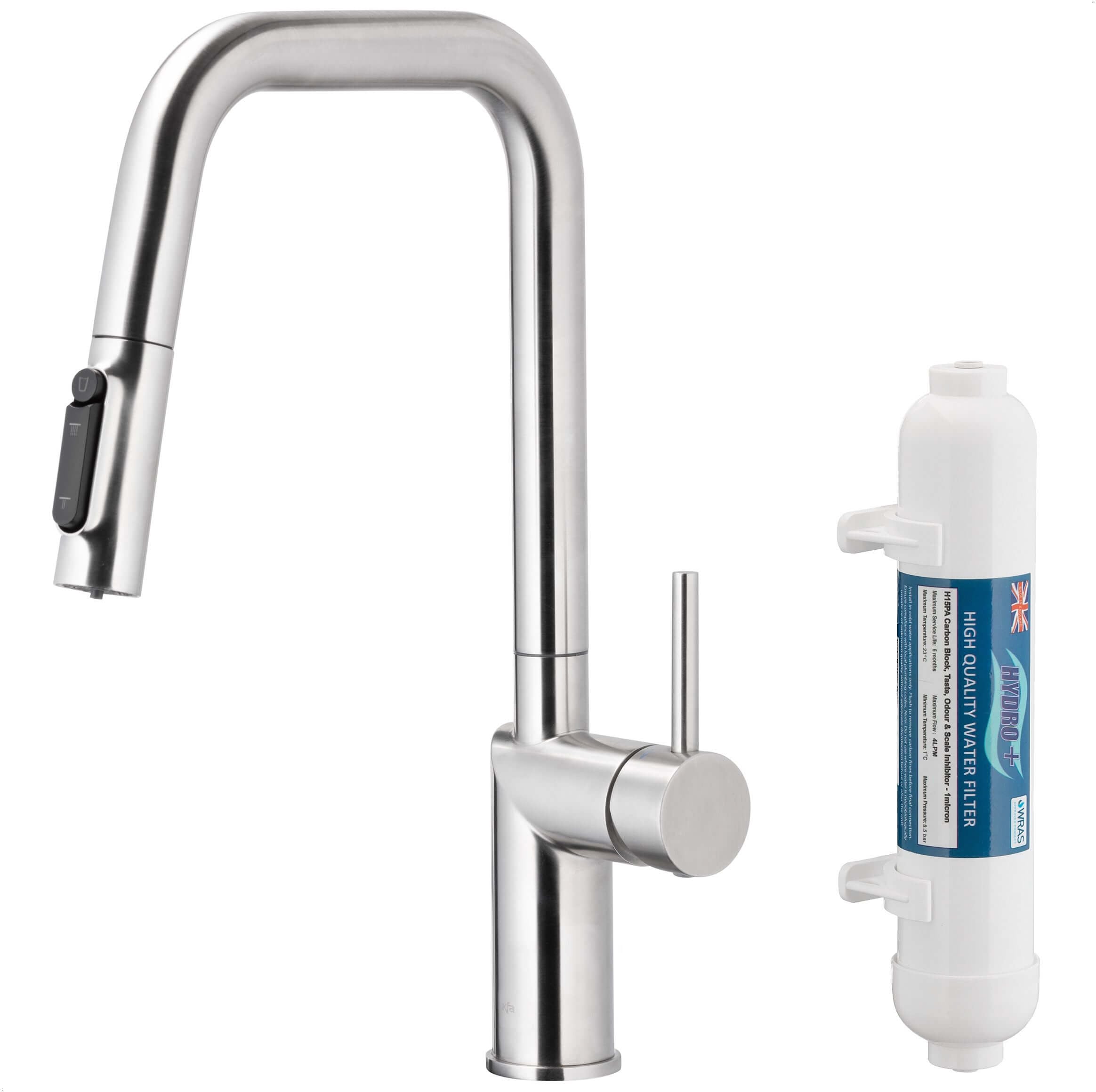 KFA Armatura Duero Pure Style kuchynská batéria s filtrom stojánková inox 6623-312-22