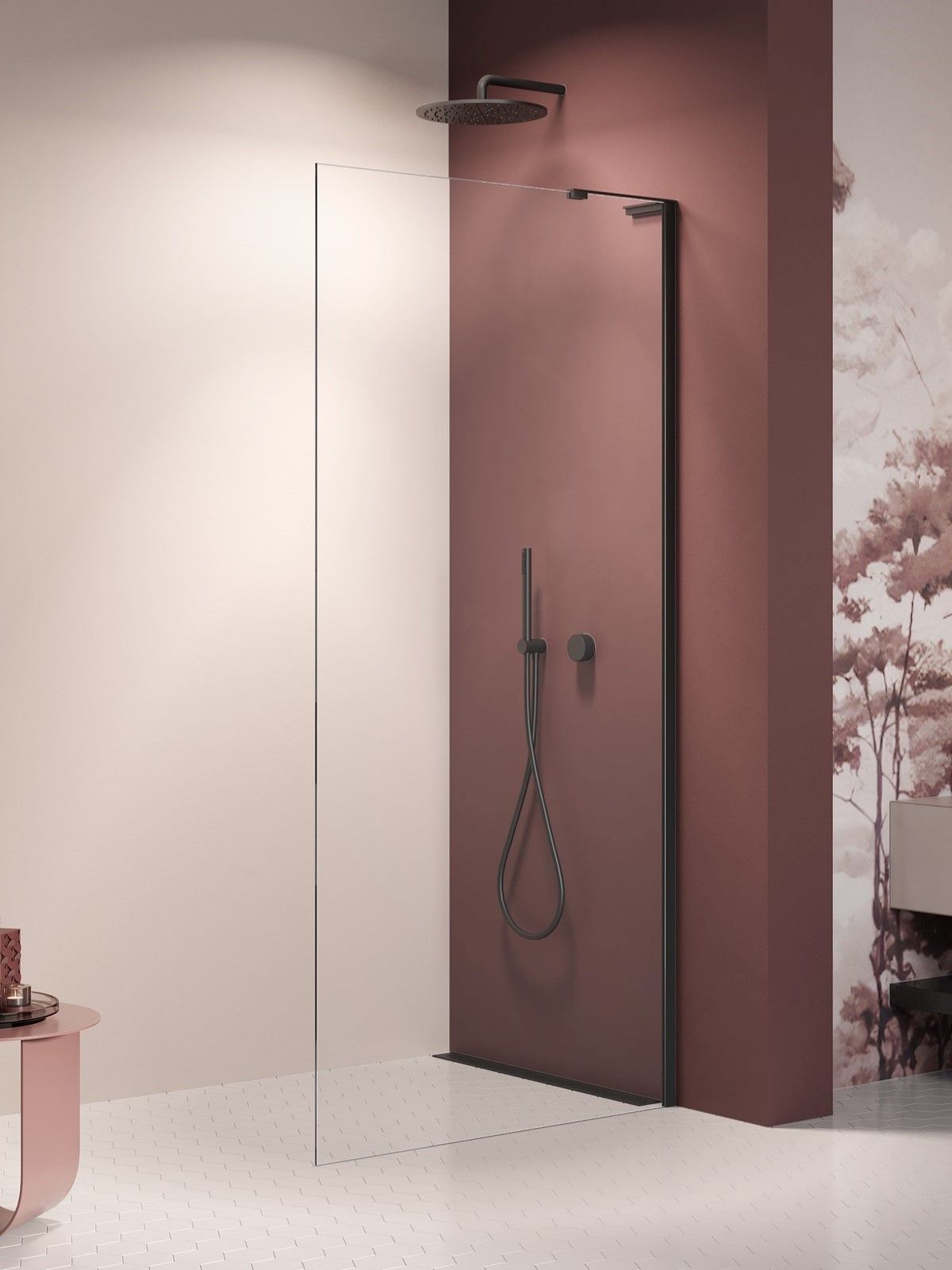 New Trendy Nesta Black stena sprchového kúta walk -in 120 cm čierna matný/sklo priehľadné K-1727-WL