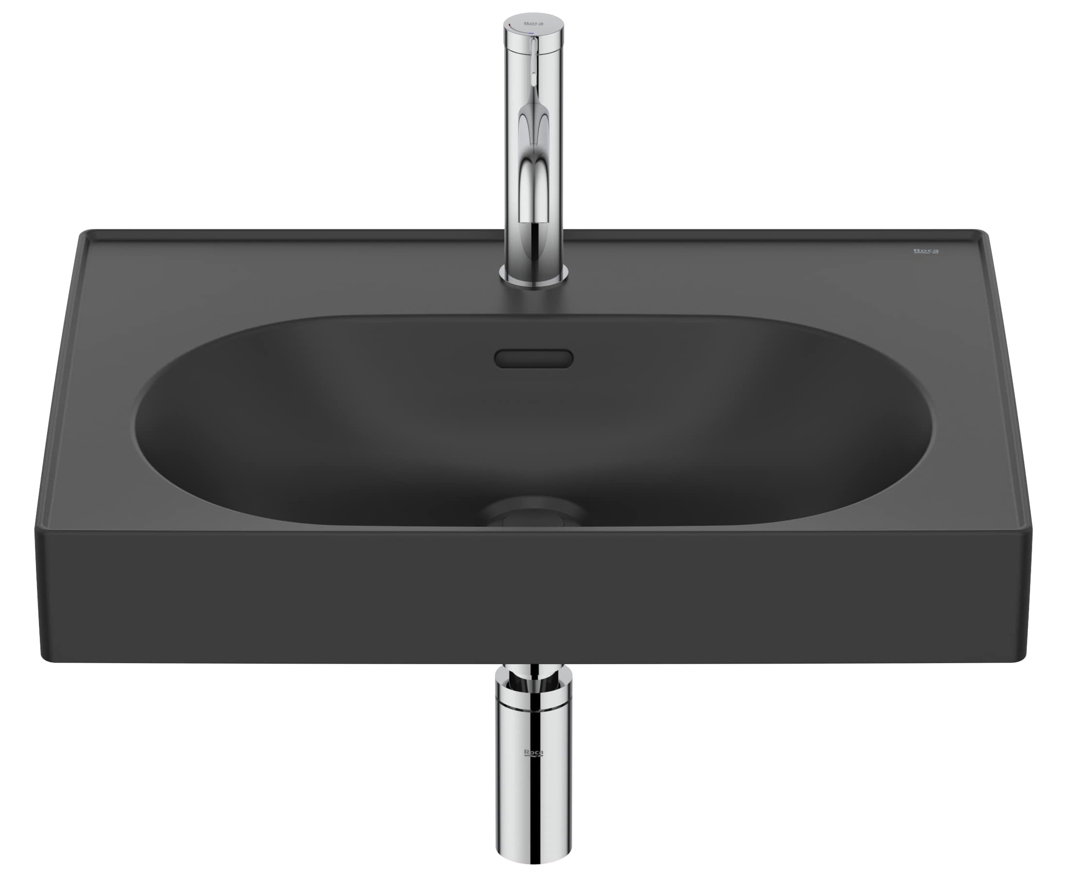 Roca Meridian umývadlo 60x46 cm obdĺžnik klasické umývadlo-umývadlo na nábytok čierna A327742080