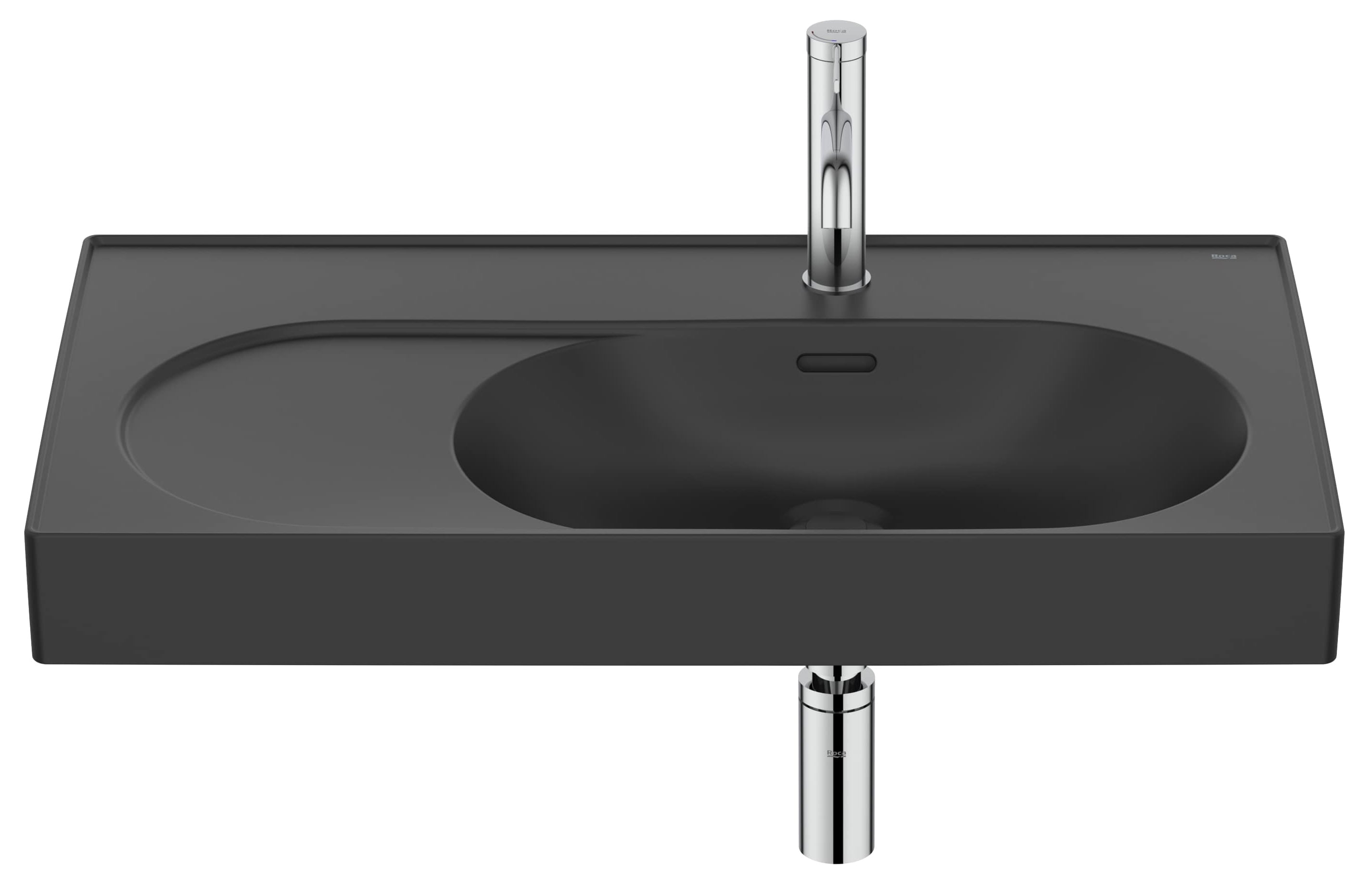 Roca Meridian umývadlo 80x46 cm obdĺžnik klasické umývadlo-umývadlo na nábytok čierna A327744080