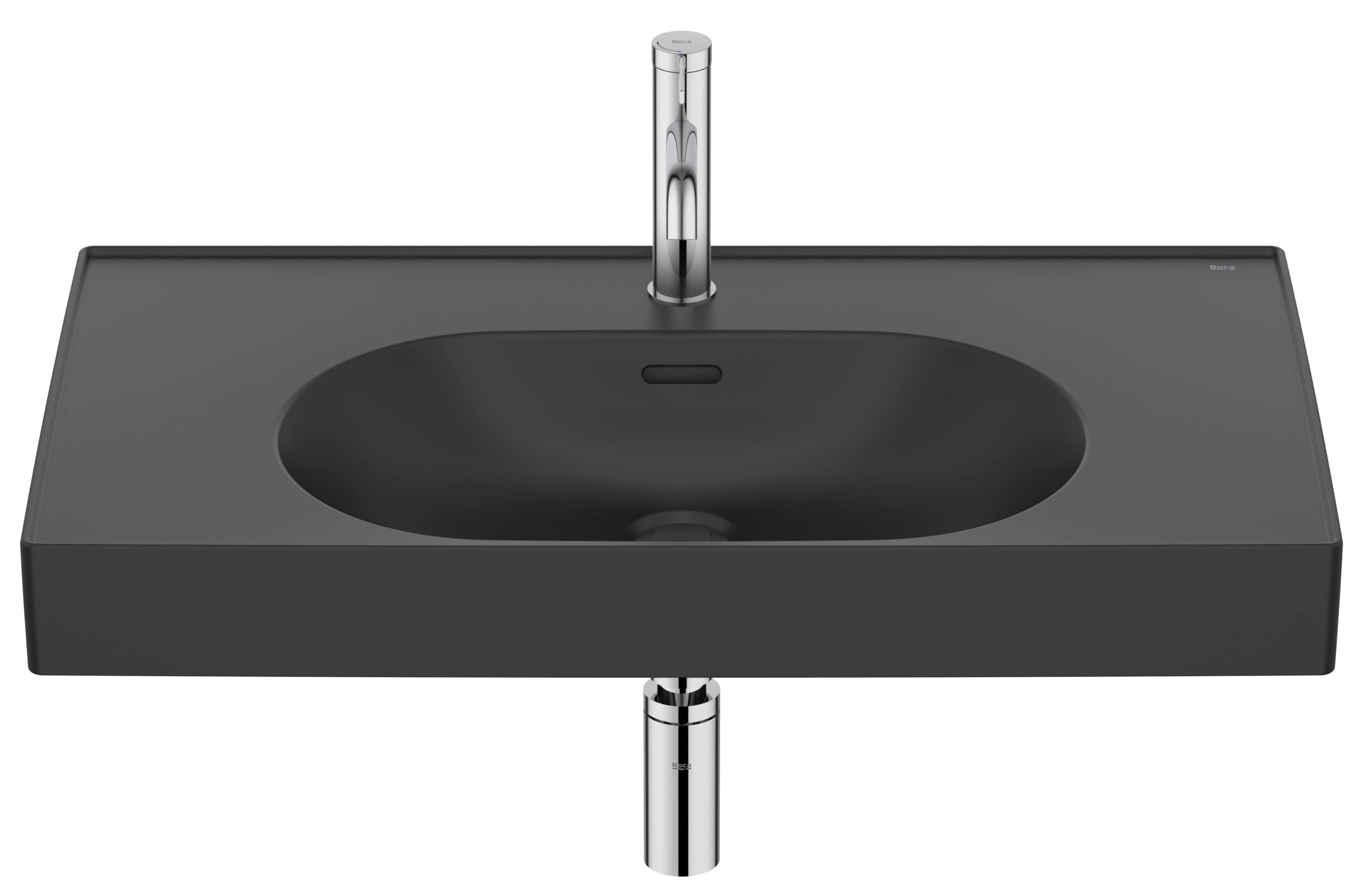 Roca Meridian umývadlo 80x46 cm obdĺžnik klasické umývadlo-umývadlo na nábytok čierna A327745080