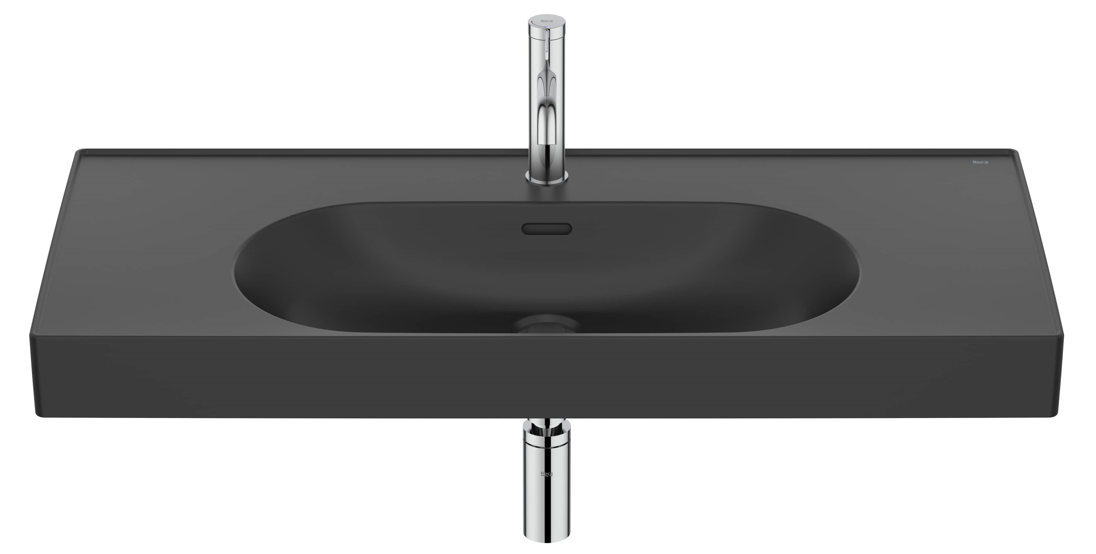 Roca Meridian umývadlo 100x46 cm obdĺžnik klasické umývadlo-umývadlo na nábytok čierna A327746080