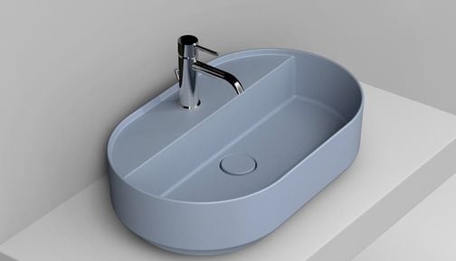 Ceramica Dolomite Noemi umývadlo 65x40 cm oválny pultové umývadlo modrá matná D312071