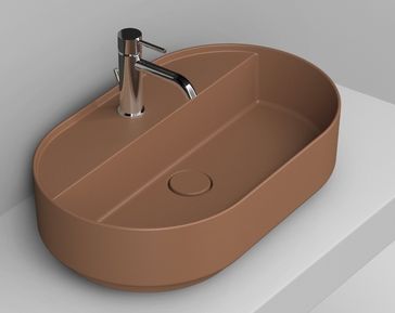 Ceramica Dolomite Noemi umývadlo 65x40 cm oválny pultové umývadlo hnedá/béžová matná D312061