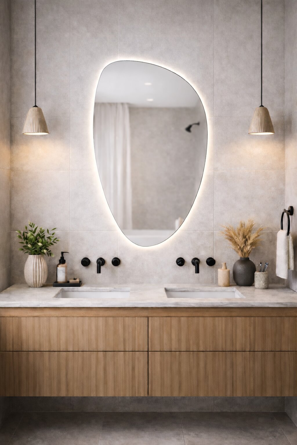 Baltica Design Stone Fluid zrkadlo 55x92 cm s osvetlením 5904107933108