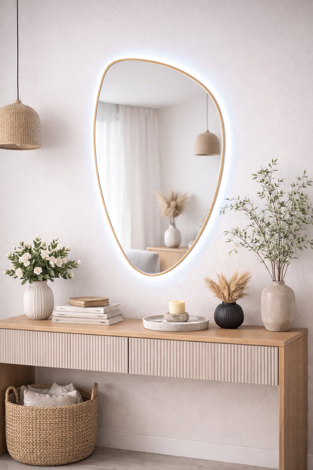 Baltica Design Stone Fluid zrkadlo 55x92 cm s osvetlením zlatá 5904107932729