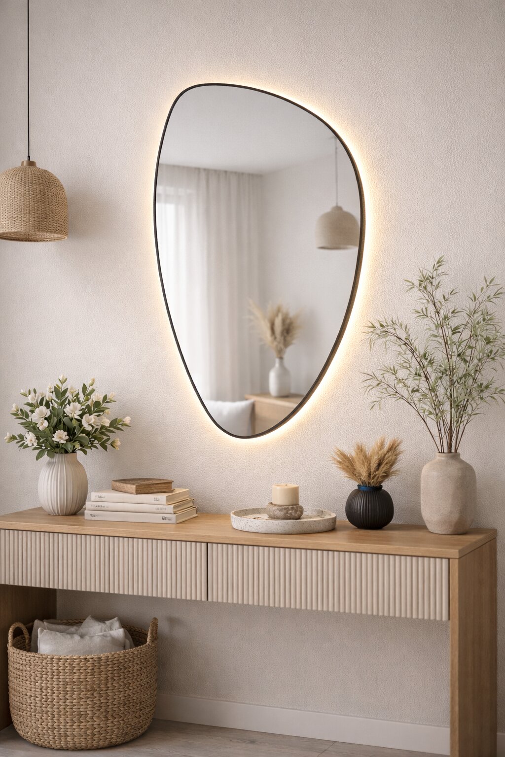 Baltica Design Stone Fluid zrkadlo 55x92 cm s osvetlením čierna 5904107932705