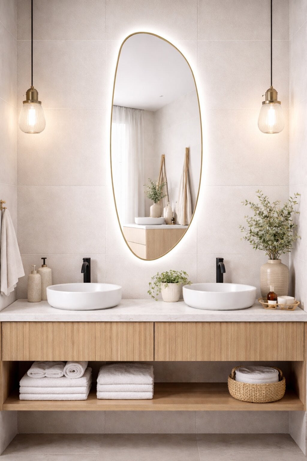 Baltica Design Stone Fluid zrkadlo 50x155 cm s osvetlením zlatá 5904107932774